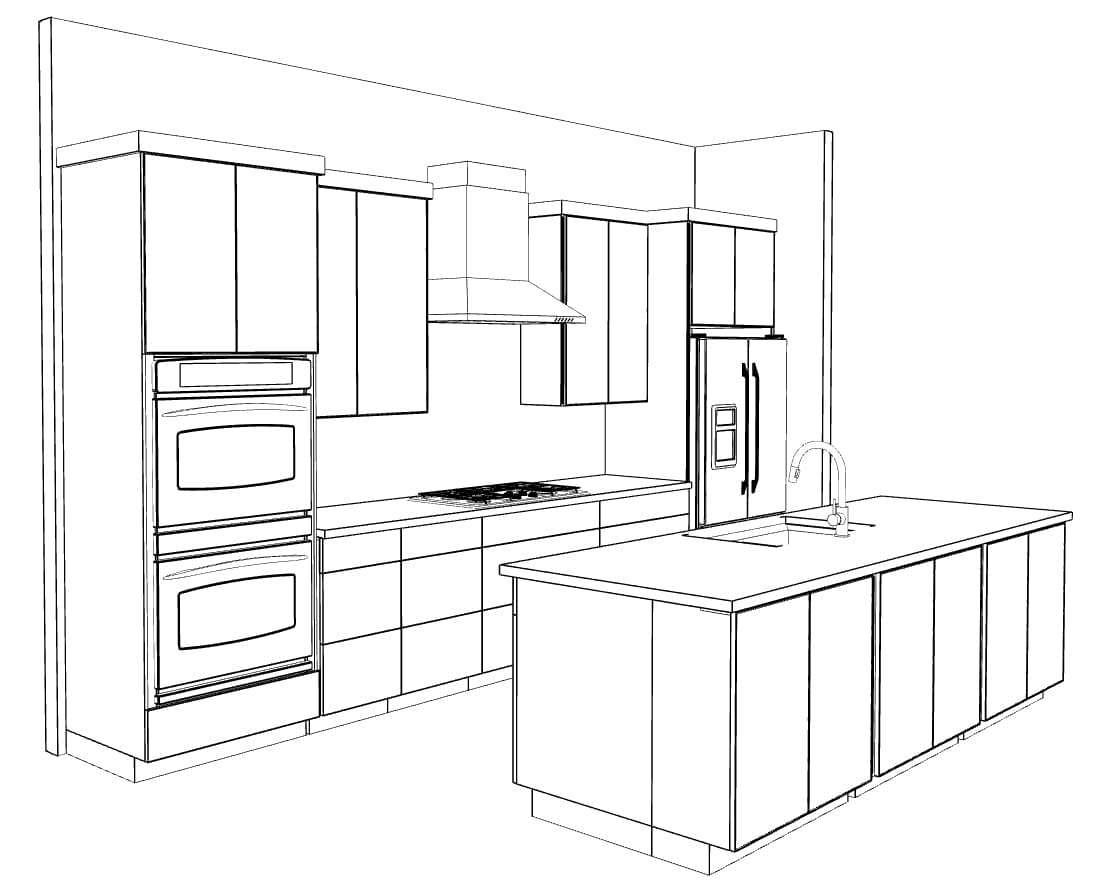 Architectural line drawing of the Norway Series kitchen layout
